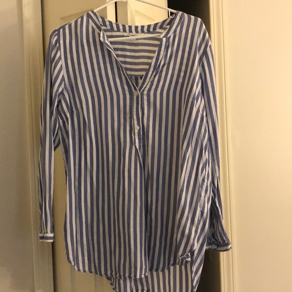 Blue and white striped long sleeve